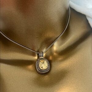 David Yurman Sterling Silver and 14k Gold Pendant Necklace